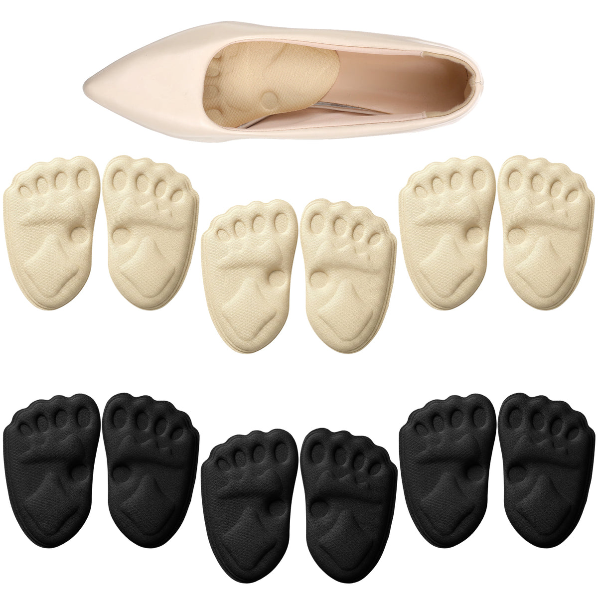 ElevateTech Metatarsal Pads Women, 6 Pairs Shoe Inserts for Women