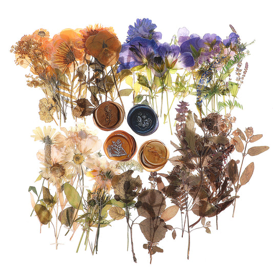 160 PCS Pressed Flower Themed Stickers Dried Flowers Resin Sticker PET Nature Plant Sticker Self-Adhesive Vintage Craft Sticker Colorful Botanical Journaling Sticker for Scrapbook Supplies DIY Card