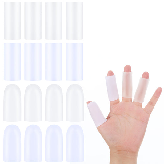 16 Pcs Gel Finger Cots, Silicone Finger Protectors Thumb Protector Covers for Hand Eczema Finger Arthritis, Trigger Finger Pain Silicone Finger Sleeve Cushions, Fingertips Protection Finger Support