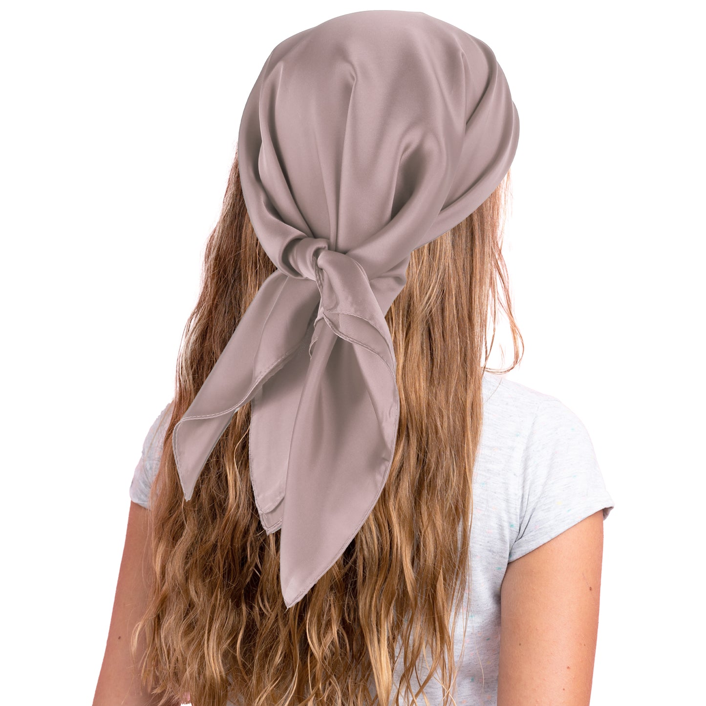 COMNICO Head Scarf Satin Hair Scarf for Women Neck Scarfs Square Like Silk Bandana Hair Wraps Scarf for Sleeping (27.5 Inch)(Skin Color)