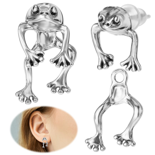 Sibba 2 Pairs Frog Earrings Punk Stud Earrings Funny Dangle Earrings Cute Trendy Earring Removable Ear Studs Scary Women Dangle Jewelry Costumes Accessories Gothic Christmas