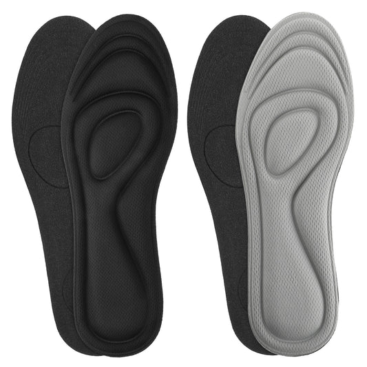 Sibba Memory Foam Insoles, 2 Pair Cuttable Arch Support Massage Insoles Shock Absorption Replacement Inner Soles for Women Men Trainers Sneakers Sports Shoes Work Boots