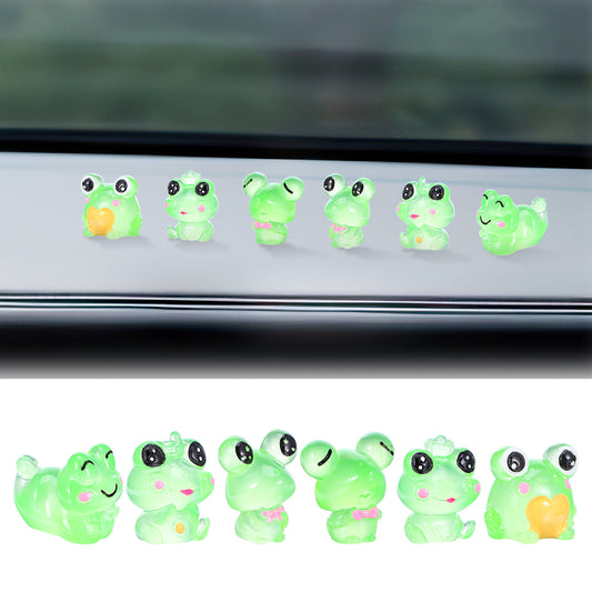 Sibba Frog Car Dashboard Decor 6 Pcs Fun Frog Car Dash Decorations Car Rear View Mirror Ornament Cute Frog Interior Accessories Adorable Frog Figurines for Home Office Dashboard