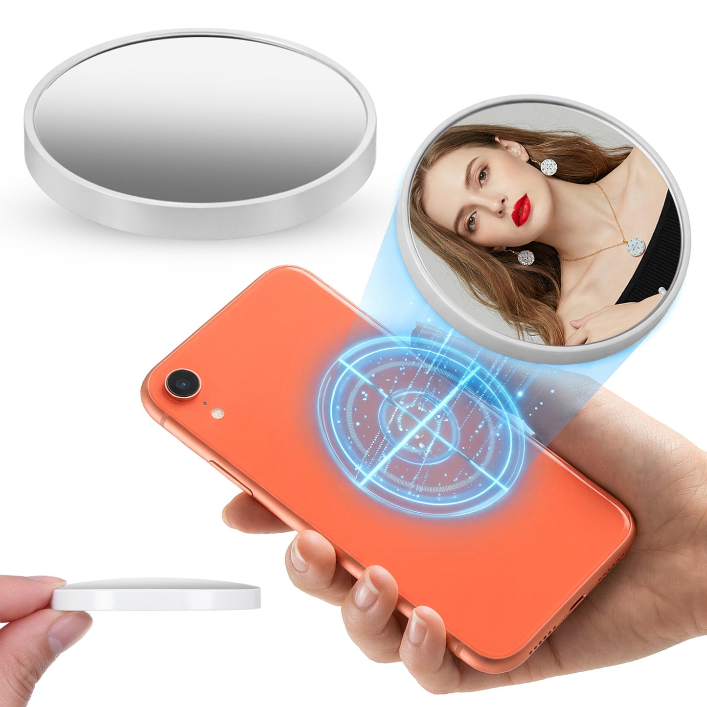 Hadnves Magnetic Selfie Mirror Convex Wide-Angle Mirror for Phone Back Camera Selfies logging Streaming Video Recording Video Conference Photography