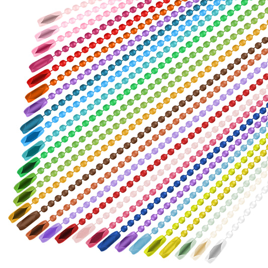 100pcs Ball Bead Chain Ball Chain Keychain Dog Tag Necklace Chains Beaded Metal Keychain, 4.7 Inch Beads Chains for Jewelry Making Steel Ball Bead Chain with Connector for Key DIY Christmas Ornaments