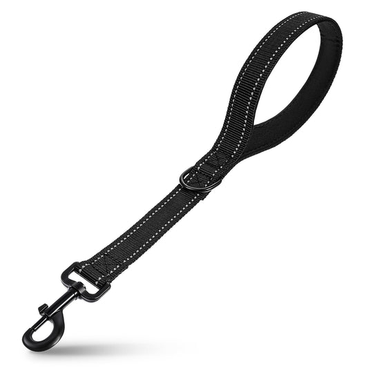 Wanmu Short Dog Leash, 18 Inch Strong Training Leash for Dogs That Pull, Heavy Duty Traffic Leash with Padded Handle, Black Leash for Large Breed Dogs
