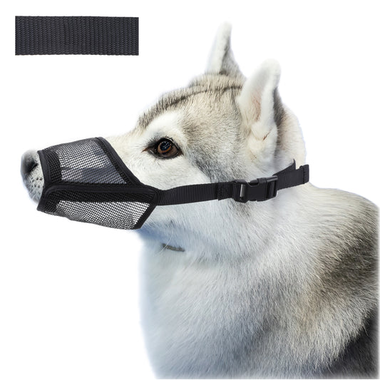 Wanmu Dog Muzzle, Breathable Dog Mouth Guard to Prevent Biting Chewing, Soft Adjustable Air Mesh Muzzles for Small Medium Large Dogs, Chihuahua, Poodle Husky, Labrador, Grooming
