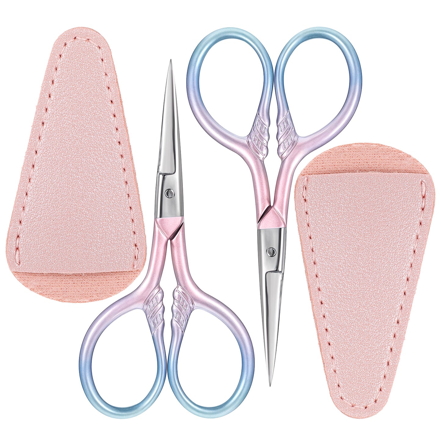 2 Pcs Eyebrow Scissors for Women Professional Grooming Mini Scissors with Stainless Steel Straight Tip 3.6 Inch Pink Small Scissors Personal Care Beauty Tool for Facial Hair Beard Moustache Trimming