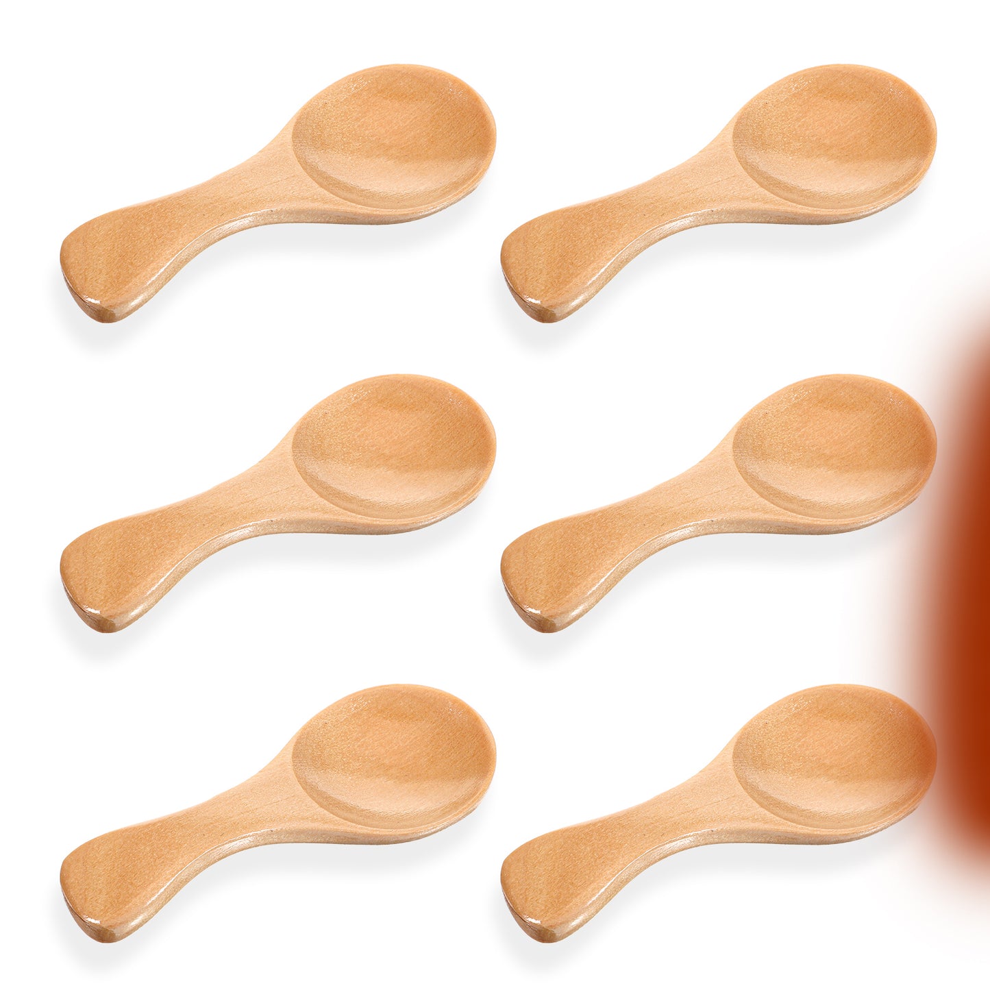 Dimeho 6 PCS Small Wooden Spoons 3.9 Inch Mini Condiment Tea Spoons Wooden Spoons for Honey Tiny Spoons for Spices Jars Small Soup Spoons Wooden Spoons for Coffee Tea Jam Bath Salts Ice Cream