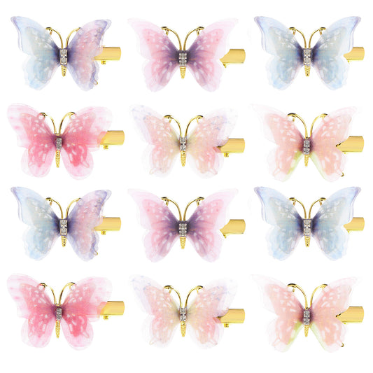Sibba 12PCS Butterfly Hair Clips Hair Accessories For Women Girls, Butterfly Hair Clips Moving Butterfly Small Hair Claw Clips Mini Tiny Butterfly Hair Clips for Party Halloween Wedding Decor