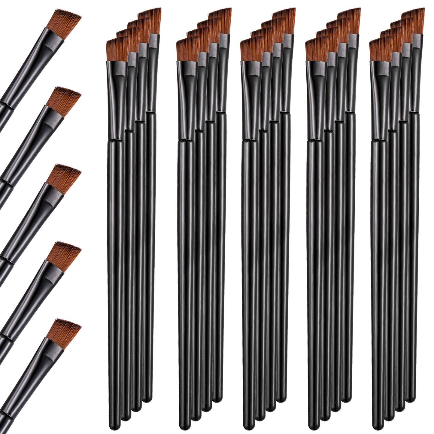 Sibba 50 Pack Angled Eyebrow Brush Set, Ultra Thin Eyeliner Brushes Eyeshadow Applicators for Tint Concealer, Fine Detail Brow Makeup, Bulk