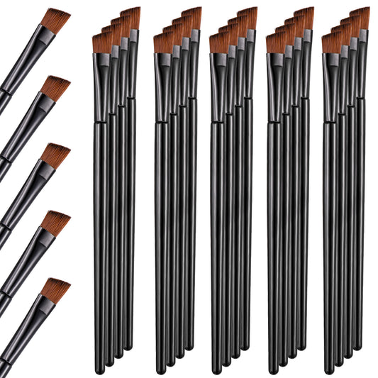 Sibba 50 Pack Angled Eyebrow Brush Set, Ultra Thin Eyeliner Brushes Eyeshadow Applicators for Tint Concealer, Fine Detail Brow Makeup, Bulk