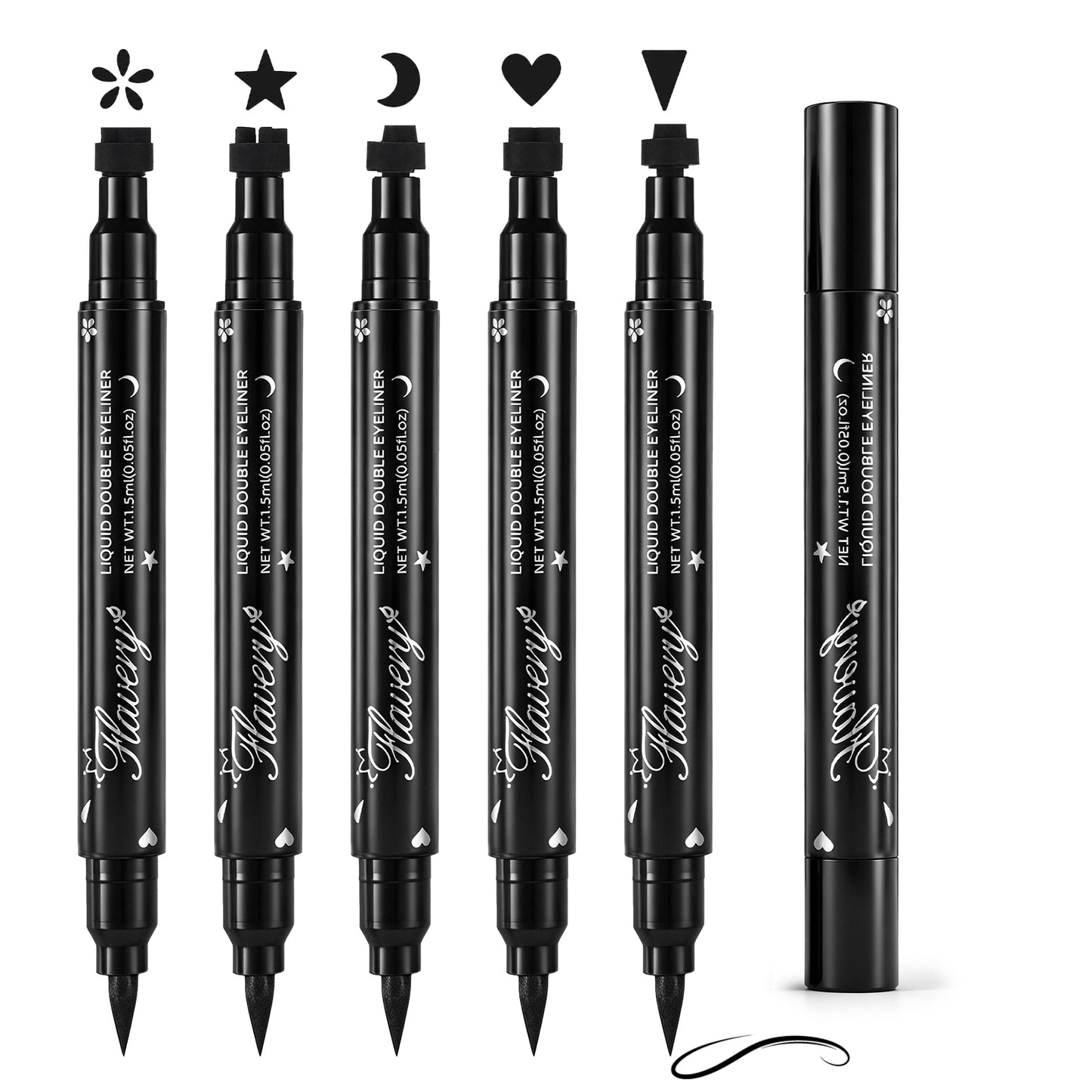 5 Pcs Liquid Winged Eyeliner Stamp Pen Double-side Winged Eyeliner Stencil Pen with Eye Makeup Stamp Waterproof Stamps Eyeliners Set Lasting Eyeliners Eye Makeup Tool for Women Makeups