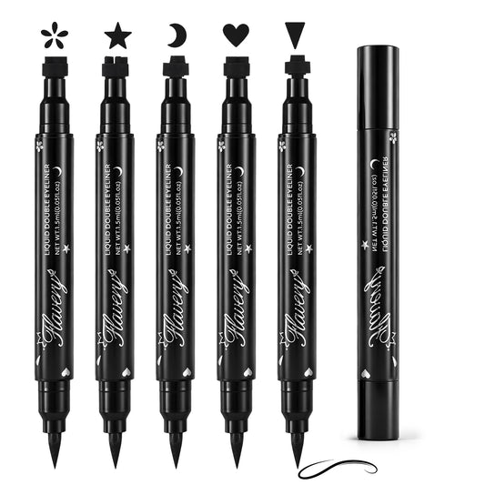 5 Pcs Liquid Winged Eyeliner Stamp Pen Double-side Winged Eyeliner Stencil Pen with Eye Makeup Stamp Waterproof Stamps Eyeliners Set Lasting Eyeliners Eye Makeup Tool for Women Makeups