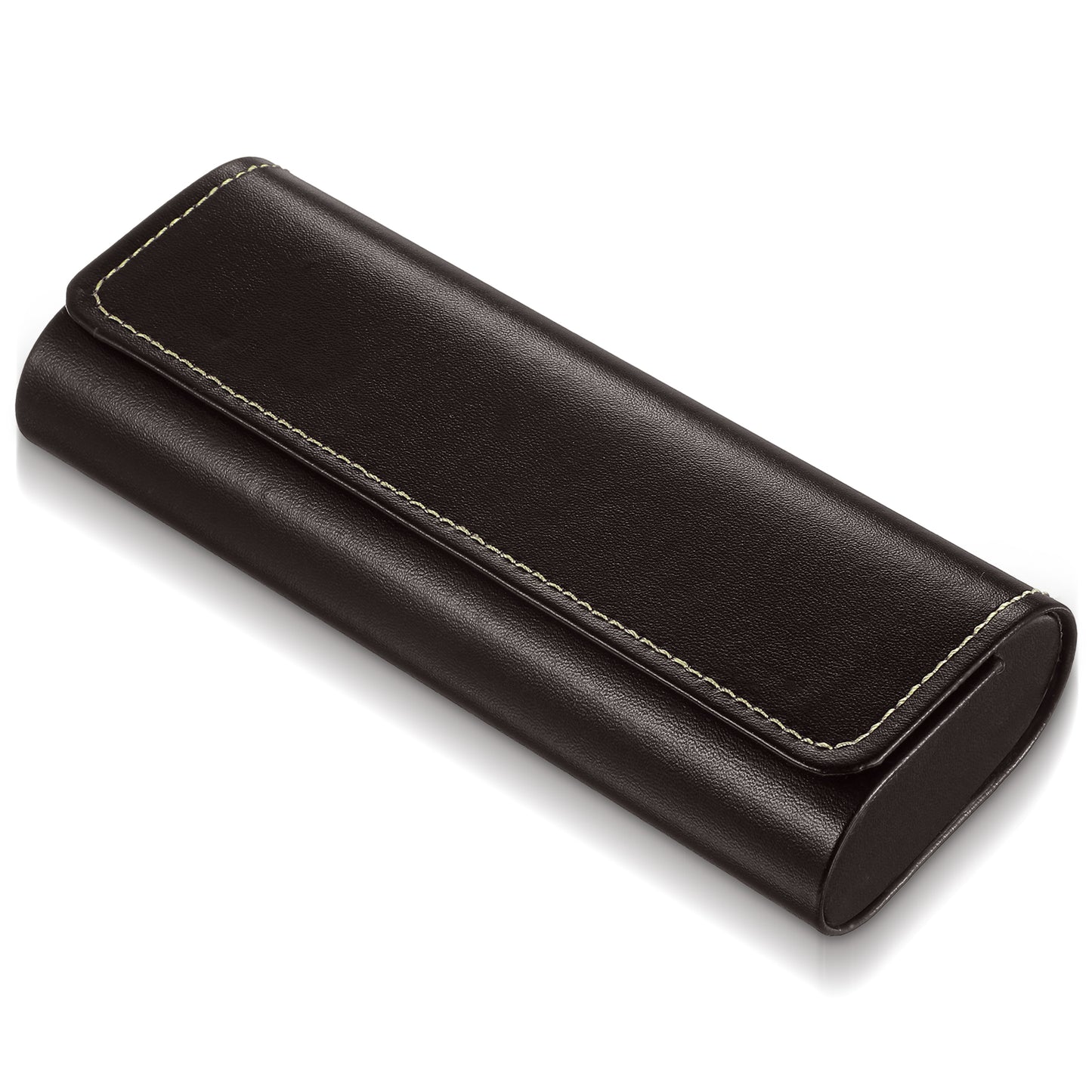 COMNICO Hard Shell Eyeglasses Case,1 Pcs Portable Sunglass Case Lightweight PU Leather Eyeglass Case Brown Pocket Size Sunglasses Case Reading Glasses Case Travel for Women Men(Brown)