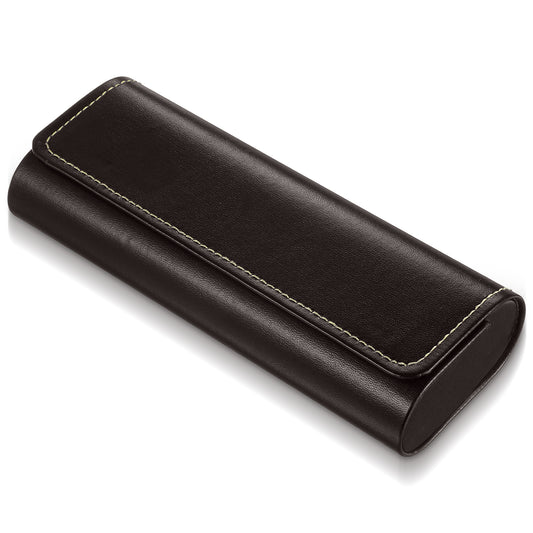 COMNICO Hard Shell Eyeglasses Case,1 Pcs Portable Sunglass Case Lightweight PU Leather Eyeglass Case Brown Pocket Size Sunglasses Case Reading Glasses Case Travel for Women Men(Brown)