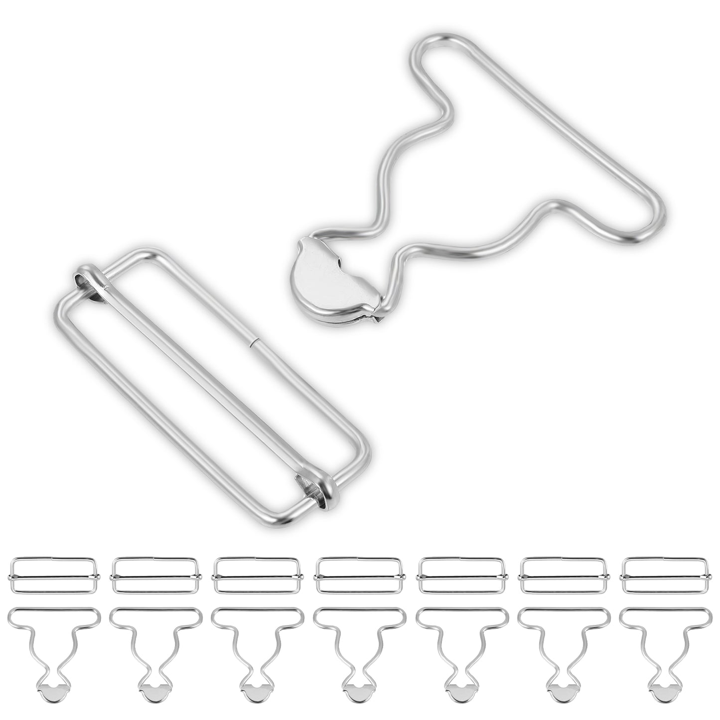Sibba 8 Pack Metal Overall Buckles Suspender Buckle with Rectangle Adjustable Buckle Slider Bib Pants Fasteners Replacement No-Sew Button Clasp Clips for Cloth Jeans Overalls