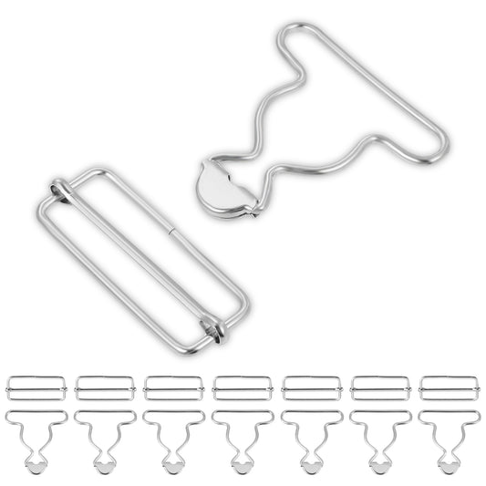 Sibba 8 Pack Metal Overall Buckles Suspender Buckle with Rectangle Adjustable Buckle Slider Bib Pants Fasteners Replacement No-Sew Button Clasp Clips for Cloth Jeans Overalls