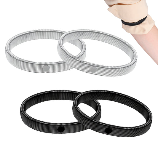 Sibba 4 Pcs Elastic Shirt Sleeve Holders, Anti-Slip Arm Bands, Metal Sleeve bands Arm Garters for Shirts Long Sleeves, Stylish and Practical, Black Silver