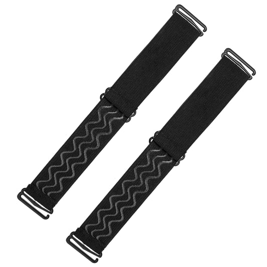 2Pcs Adjustable Elastic Wig Band for Glueless Wig with Non-Slip Silicone Strip Removable Buckles Band for Keeping Wigs in Place Elastic Stretchable Dome Strap to Secure Cap Accessories(Black)