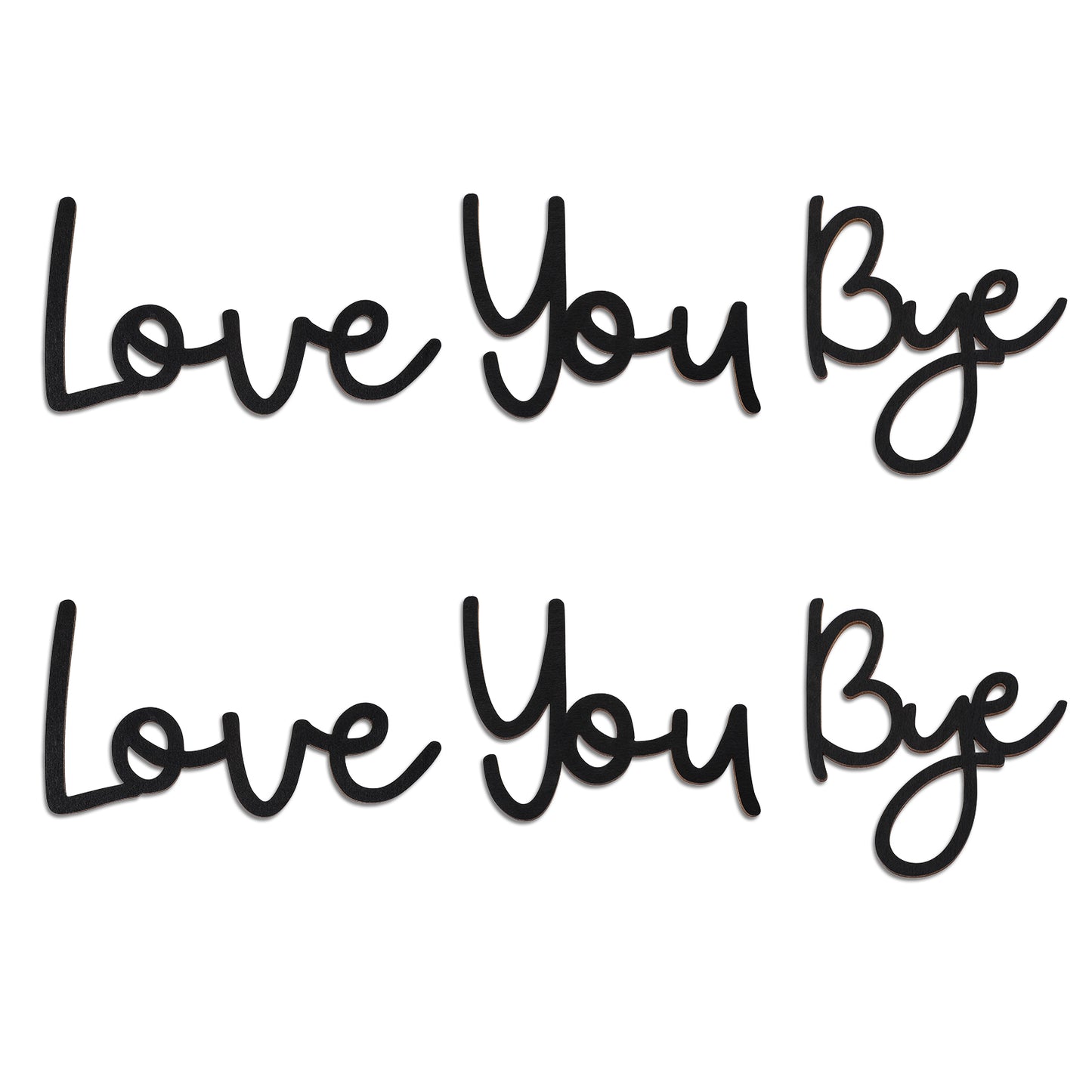 2 Set Love You Bye Wood Signs Wall Decor, Black Modern Home Decor Unique Wooden Entryway Hallway Wall Art Decorations with Double-side Stickers, Express Love and Warmth Family Sign, Home Decorations