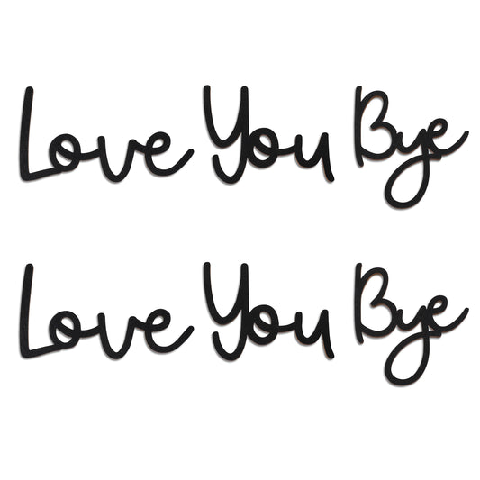 2 Set Love You Bye Wood Signs Wall Decor, Black Modern Home Decor Unique Wooden Entryway Hallway Wall Art Decorations with Double-side Stickers, Express Love and Warmth Family Sign, Home Decorations