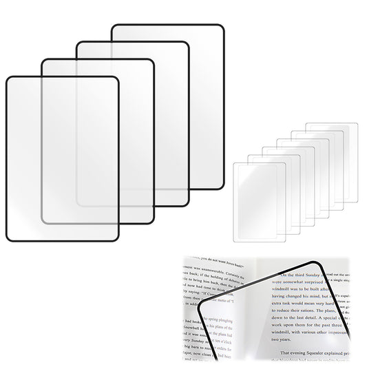 Wanmu Magnifying Glass for Reading Books, 4Pcs Large Size and 6Pcs Mini Size 3X Lightweight Page Magnifying Sheet, Plastic Bendable Fresnel Lens for The Elderly and People with Low Vision