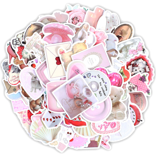 120Pcs Coquette Stickers Cute Aesthetic Sticker Laptop Decal Bow Waterproof Pink Scrapbook Stickers Packs for Adults Girls Phone Luggage Water Bottles Skateboard Guitar Helmet Party Gifts