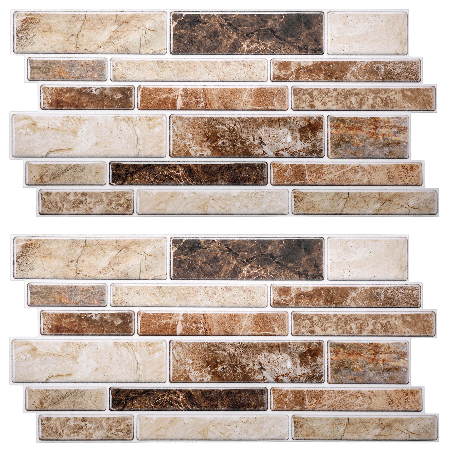 Dimeho 24 Sheet Peel and Stick Tile Backsplash Stick on Backsplash for Kitchen 10"x 5" Back Splashes Self Adhesive Tile Sticker for Bathroom Brown Marble Look
