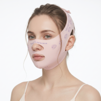 FNANJWQ V Line Lifting Mask for Women, Double Chin Reducer Jawline Shaper Chin Strap for Sleeping Face Lift Prevent Sagging Reusable Lifting Mask Breathable Cooling Fabric, LightPink