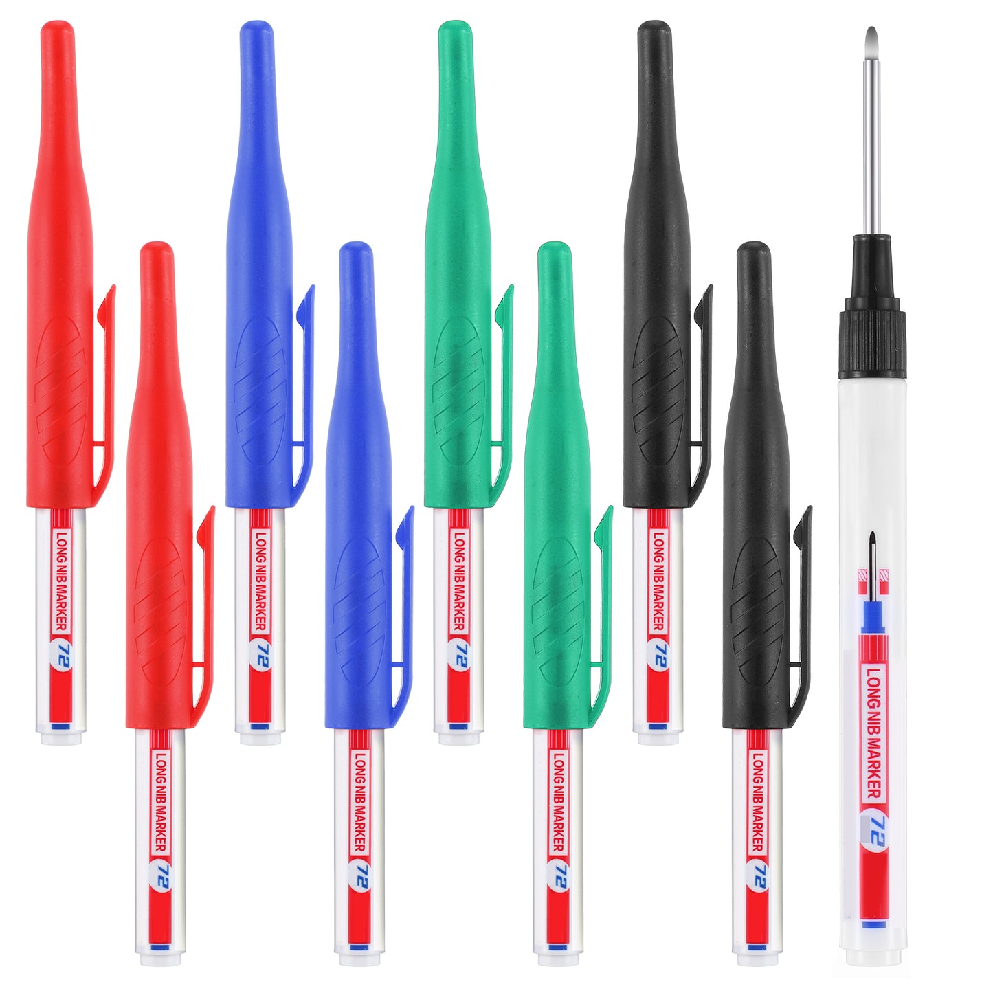 Sibba 8Pcs Multi Purpose Deep Hole Marker Pens Deep Reach Markers Permanent Markers Long Nib Head Marker Waterproof Carpenter Ink Pen 30MM Highlighters for Bathroom Woodworking Architect