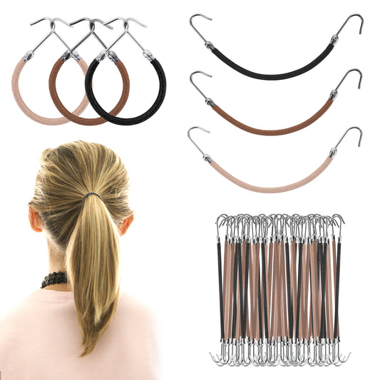 Sibba 21 Pieces Elastic Hook Hair Tie Hooks Hair Cord Bungee Hair Ties Styling Ponytail Holder for All Hair Types