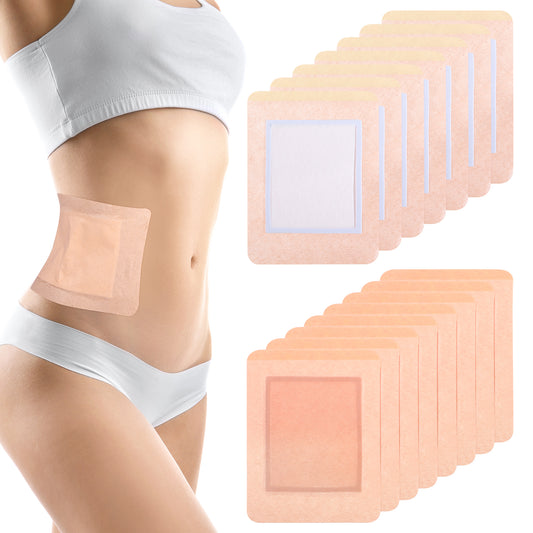 Wanmu 15Pcs Castor Oil Pack Wrap, Organic Cotton Castor Oil Patches Disposable, Self-Adhesive Castor Oil Wrap Pads, Portable Anti Leakage No Wash Castor Oil Packs Kit for Liver, Stomach, Belly Button