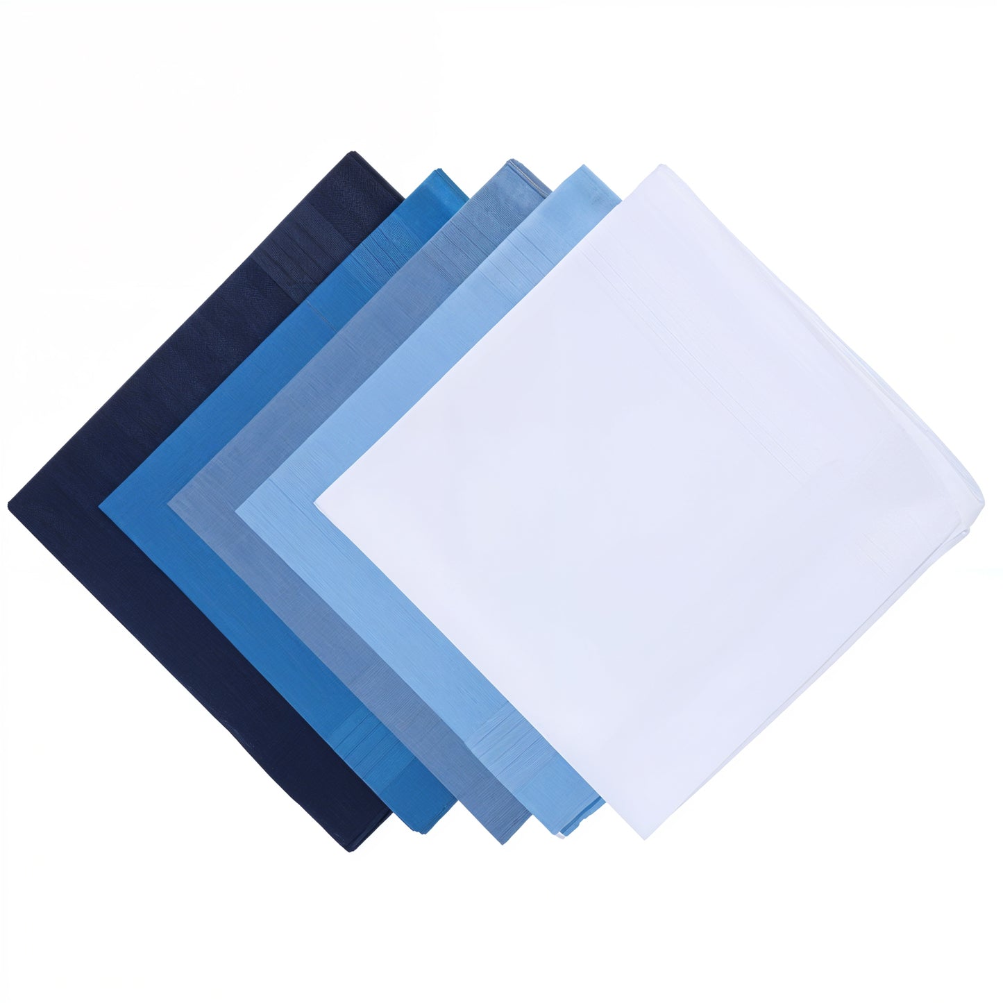 Wanmu 5 Pcs Men's Cotton Handkerchiefs, 5 Solid Colors 16 inch Large Pocket Square Hankies with Stripe for Gents Women