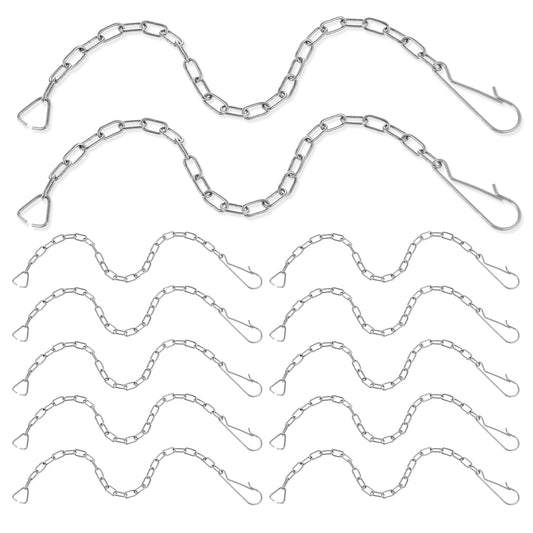 12Pcs Toilet Bowl Chain Replacement Toilet Handle Chain Stainless Steel Universal Toilets Flapper Replacement Kit Toilets Lift Chains with Hook Pump Flush Chains Adjustable Fit Most Flapper