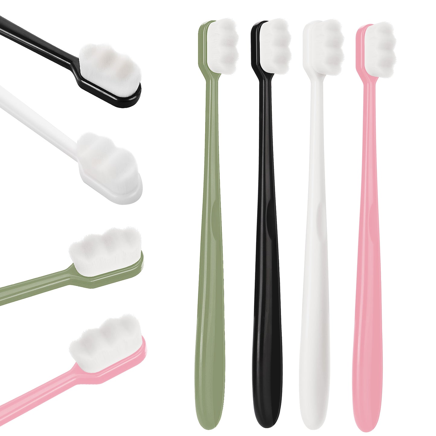 WLLHYF 4 PCS Extra Soft Toothbrush Bristle Toothbrus Micro Nanos Toothbrushes for Adults Manual Toothbrushs with 10000 Bristles for Sensitive Teeth (Multicolor)