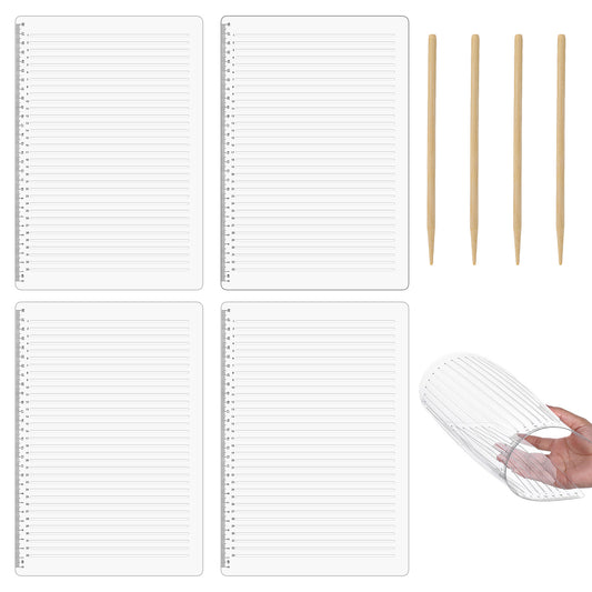 Wanmu 4Pcs Straight Line Stencils, Line Stencil Template for Journaling Spacing, Straight Lettering Guide 11 Inch Scale Writing Ruler, Scale Writing Ruler for Paper Card Aids