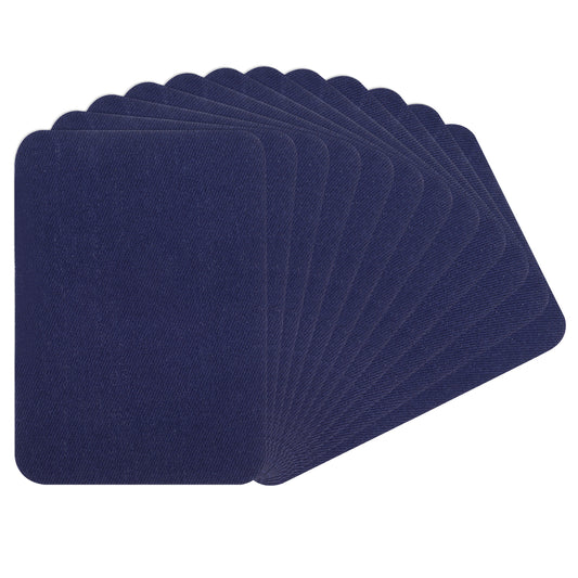 12PCS Iron-on Fabric Repair Patches, 4 x 3 Inches Cotton Iron on Patches for Clothing Inside & Outside Repair, Fabric Patches Iron on Clothes Repair Decorating Kit, Strongest Glue Cotton(Blue)