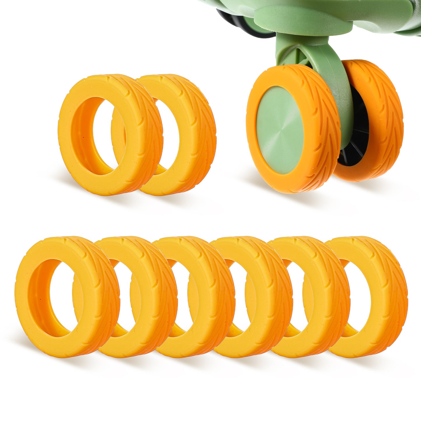 Wanmu 8 Pcs Luggage Wheels Covers, Anti-Noise Silicone Wheel Protective Covers for 2-2.4'' Spinner Wheel, Wear-Resistant Travel Carry On Luggage Suitcases Wheels Protector (Orange)