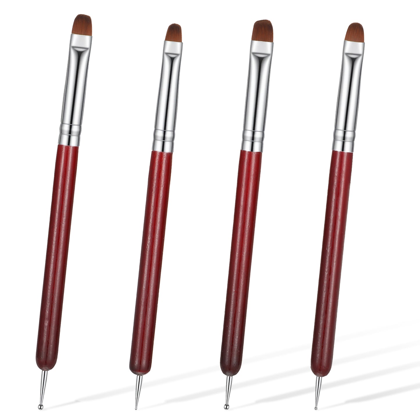 QFGasre 4Pcs Nail Art Brushes Double Ended Nail Art Brush Point Drill Drawing Professional Manicure Dotting Pen Tools Clean-Up Brushes for Acrylic Gel Cuticle Care Painting and DIY Tools Muti-Size