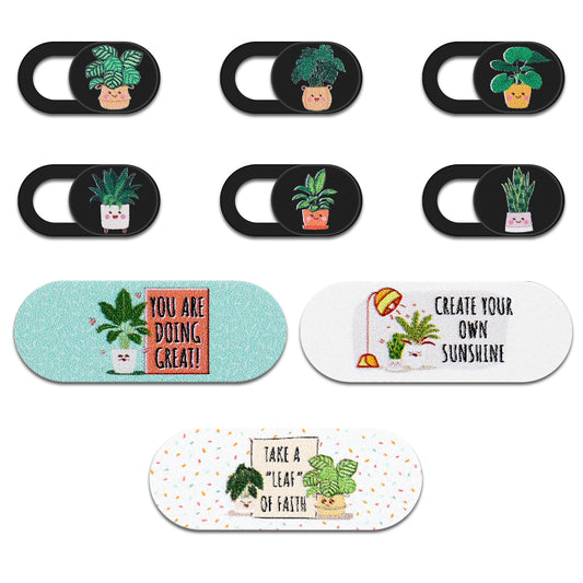Dimeho 9 Pcs Laptop Camera Cover Slide Cute Plant Webcam Cover Slide Ultra Thin Phone Computer Camera Cover Web Cam Privacy Cover Camera Blocker for MacBooks, PC, Computer, Phone, Laptop Accessories