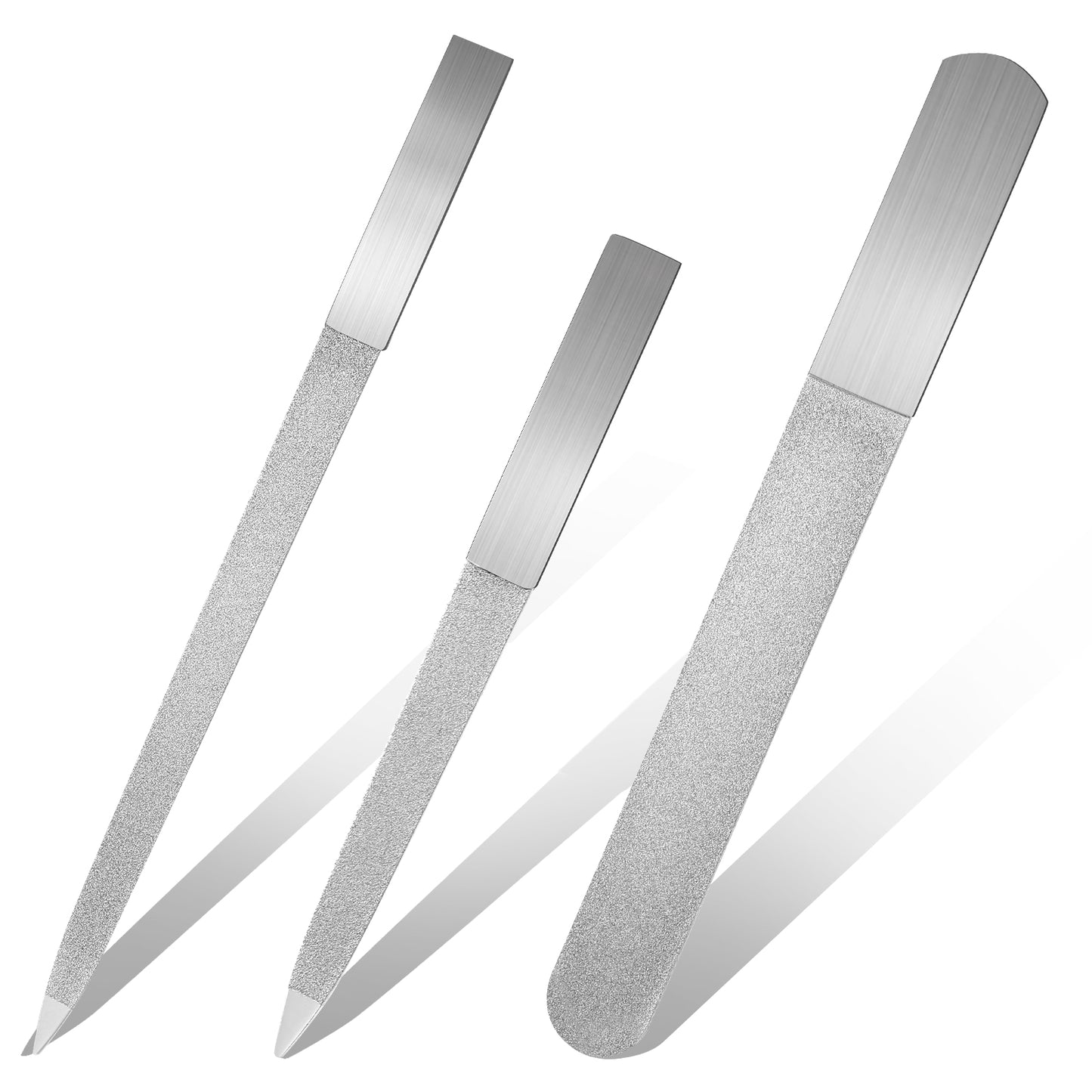 Wanmu 3Pcs Metal Nail File, Diamond Nail Files for Women Men, Double Side Finger Nail Filer, Stainless Steel Toenail File for Thick Toenails
