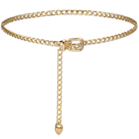 COMNICO Waist Chain Belt, Gold Metal Fashion Chain Belts Adjustable Women Long Belt Body Belly Jewelry for Women Girls Dress Jeans Country Concert Outfit