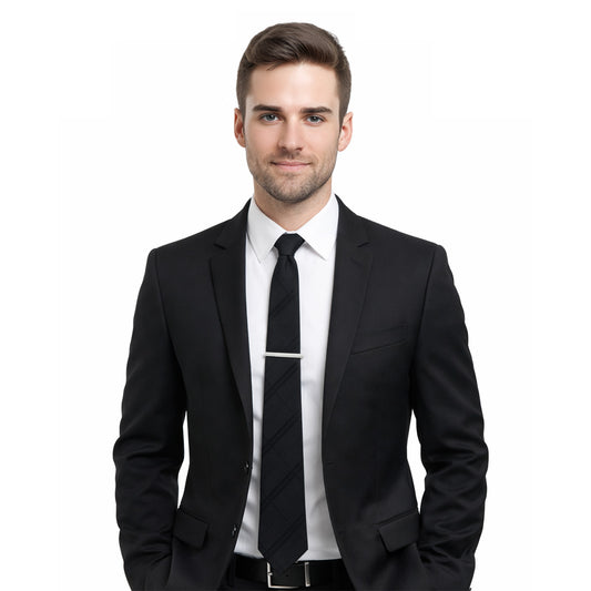 COMNICO Men's Tie Silk Necktie and Pocket Square Cufflink Tie Clip Set