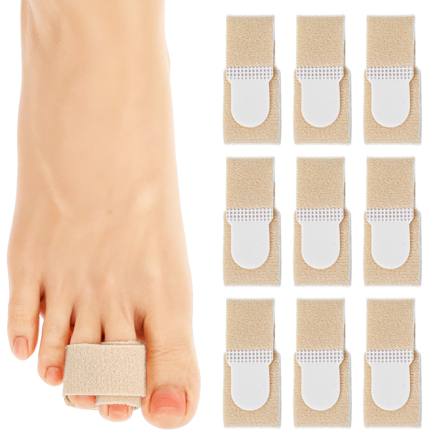 10 Pcs Hammer Toe Corrector Reusable Fabric Buddy Toe Wraps Hammertoe Straightener Fabric Hammer Toe Wraps Toe Protection Splint for Men Women Crooked Toes Curled Toes Bent Toes