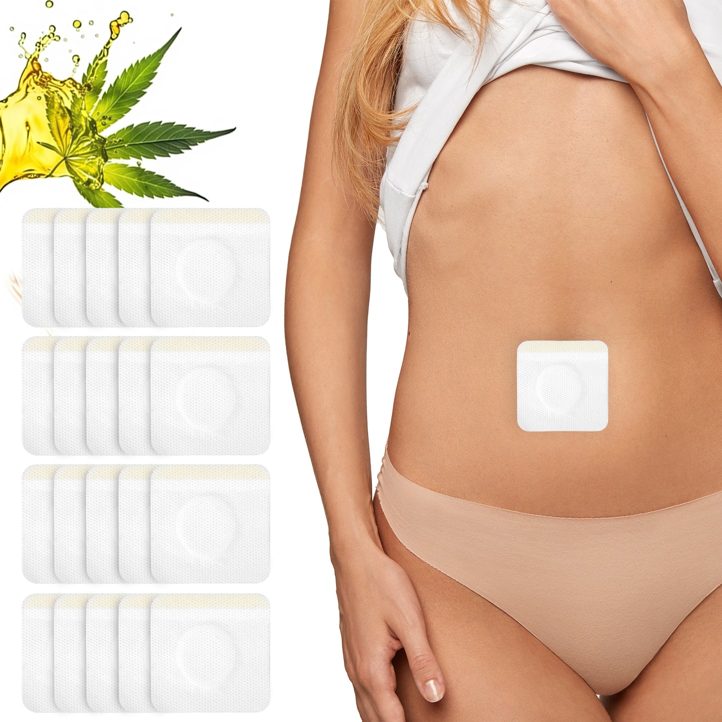 COMNICO 20PCS Castor Oil Pack Wrap, No Washing Self-Adhesive Cotton Castor Oil Patches 2.75"x2.75" Circle Disposable Anti Oil Leak Design for Women Men Kids (Oil Not Included)(White)