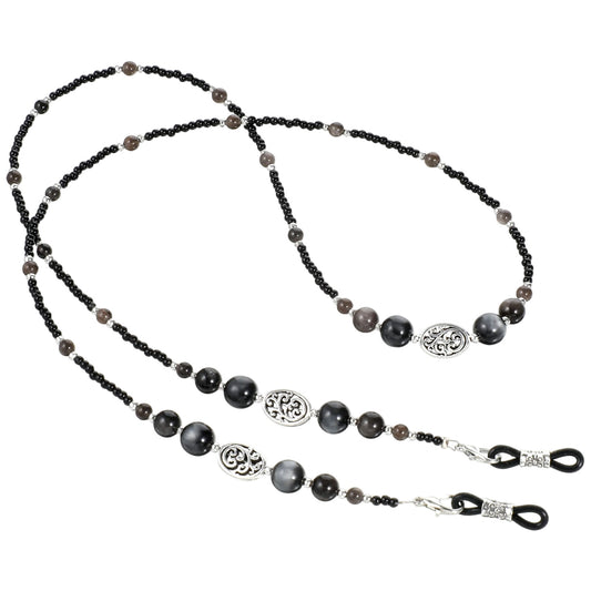 Sibba Beaded Eyeglass Chain for Women Men 1PC Cat Eye Stone Glasses Chain Hanger Lanyards Stylish Holders Around Neck, Eyeglasses Strap Reading Necklace Sunglasses Eyewear Accessories