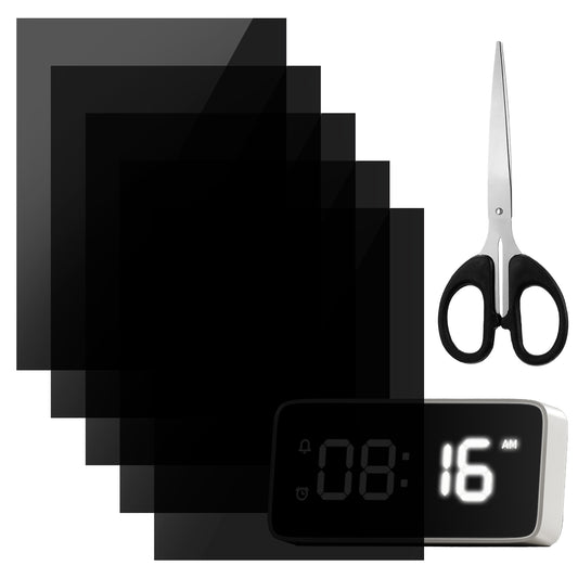 4 Pack Light Dimming Stickers LED Light Blocking Sticker Self Adhesive Blocking Sheets Covers light Cover Filters with Scissors for Electronics Alarm Clock Radio Monitor Cable Box 6.7 x 5.12 Inch