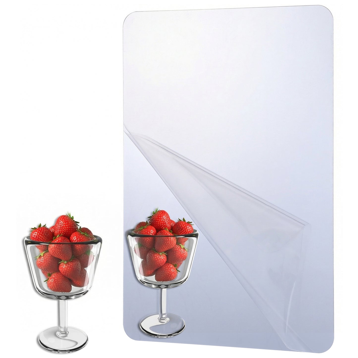 KFHENSOMR Acrylic Self Adhesive Mirror Sheet for Wall, Plastic Non Glass Sticky Kid Shatterproof Safety Mirror Tiles for Classroom Playroom Wall Hang Mirro Bedroom Door, Rectangle 8 x12 inch