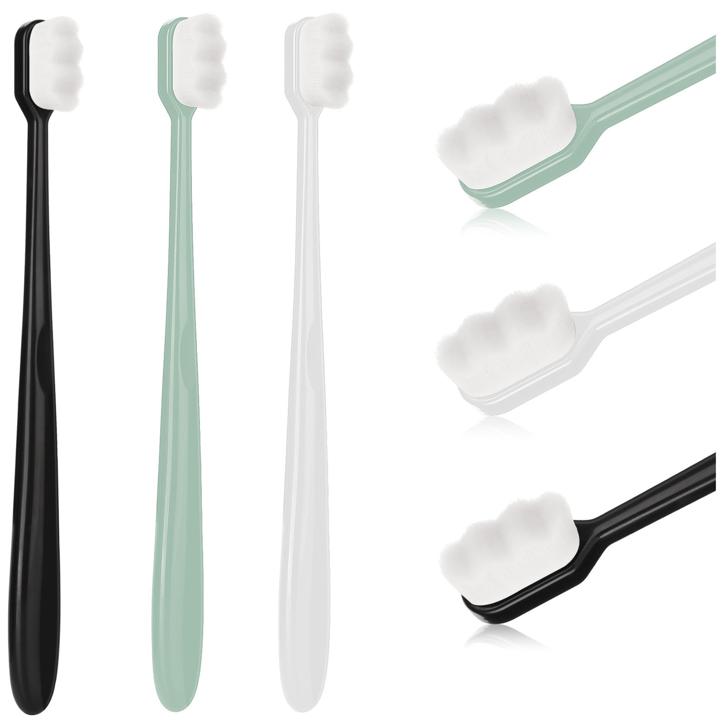 ElevateTech 3 Pcs Soft Bristle Toothbrush, Extra Soft Micro-Nano Toothbrush for Sensitive Teeth with 20000 Bristles Sterile Fiber Adult Manual Toothbrushes for Fragile Teeth (Black, White, Green)